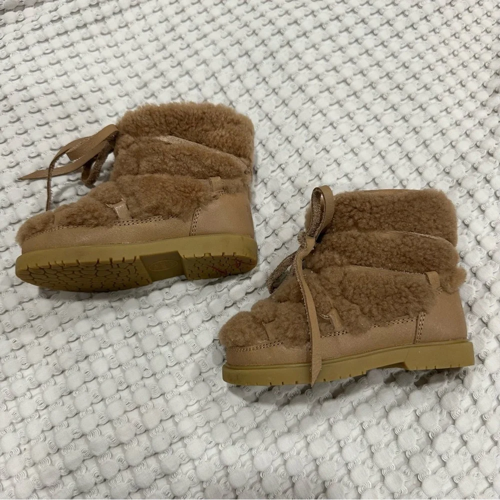 Donsje Cassia Boots, Tan Curly Sheep Wool, Baby size 7 / UK 23, Snow boots - Picture 2 of 6